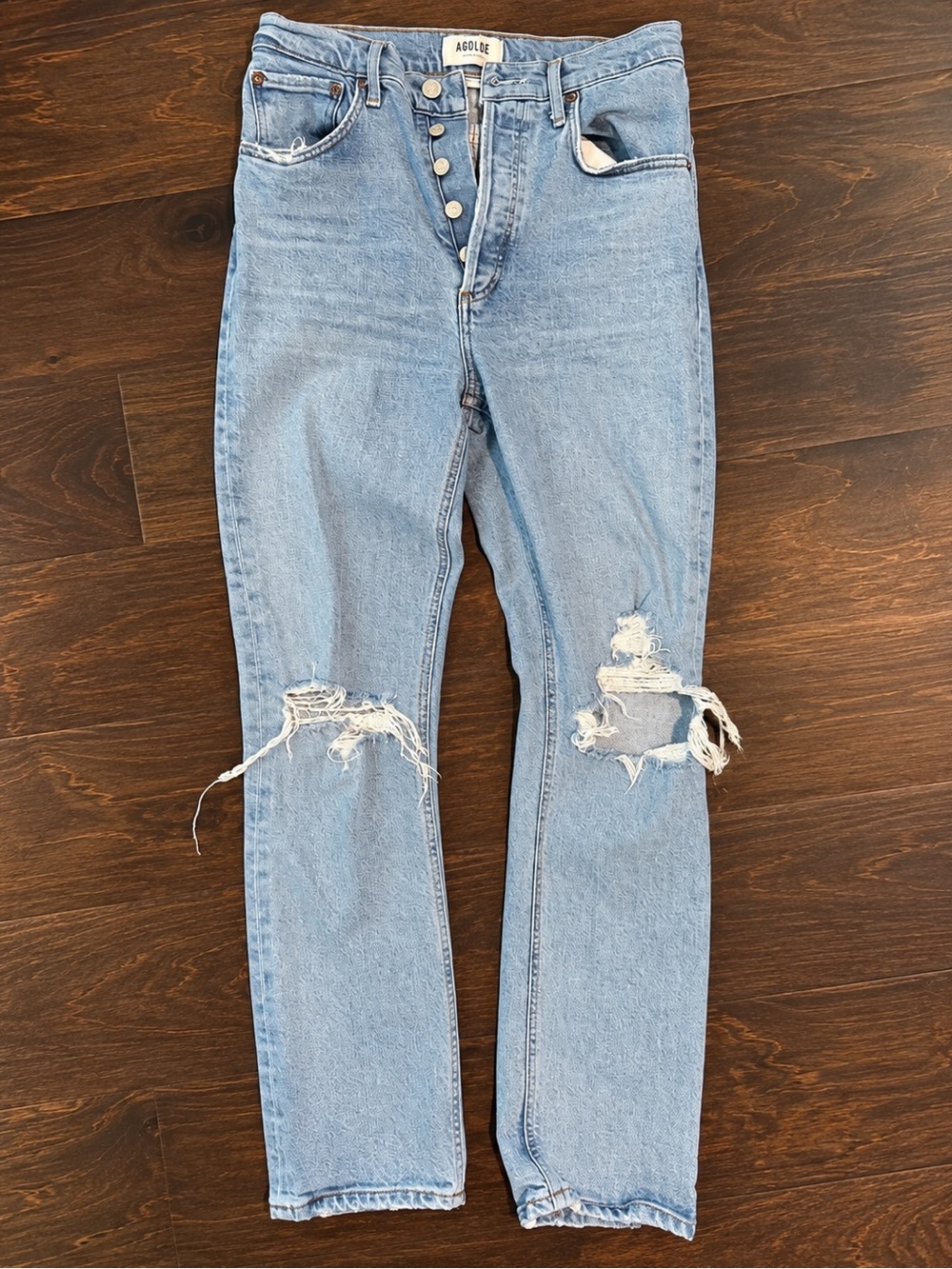 AGOLDE 90’s Pinch Waist High Rise Distressed Jeans Light Wash Size 26